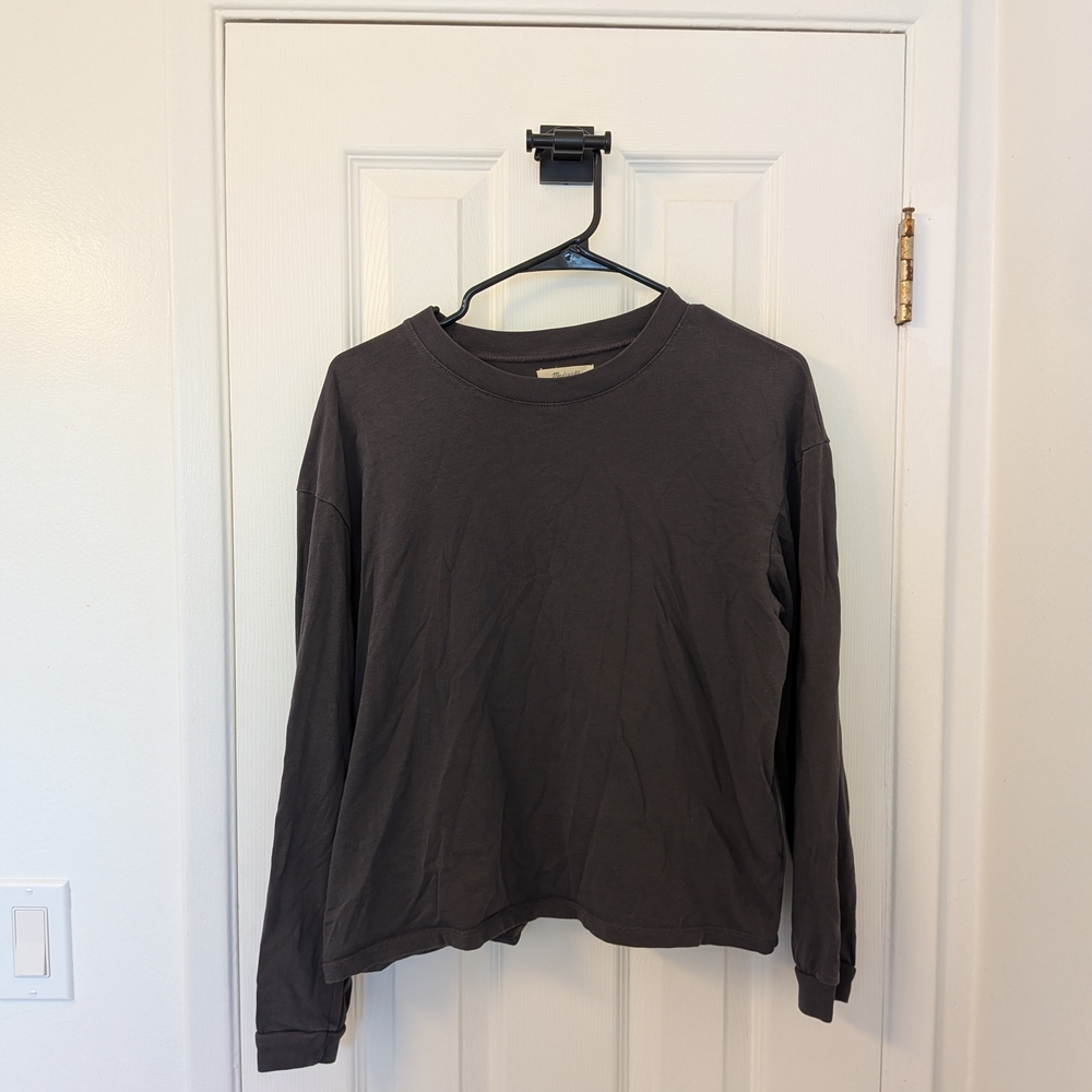 Madewell Cotton Charcoal Long Sleeve T-shirt